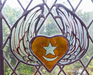 Heart and Wings Symbol in Glass